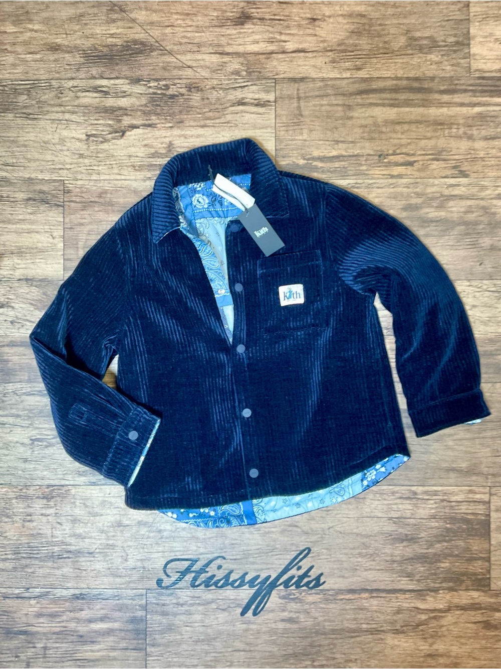Kith Kids Navy Corduroy Reversible Shacket Jacket